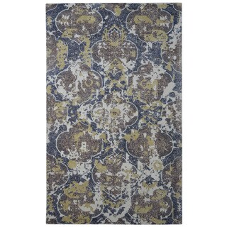 Hand-loomed Barret Printed Hand-tufted Moroccan Damask Brown Wool Rug ...