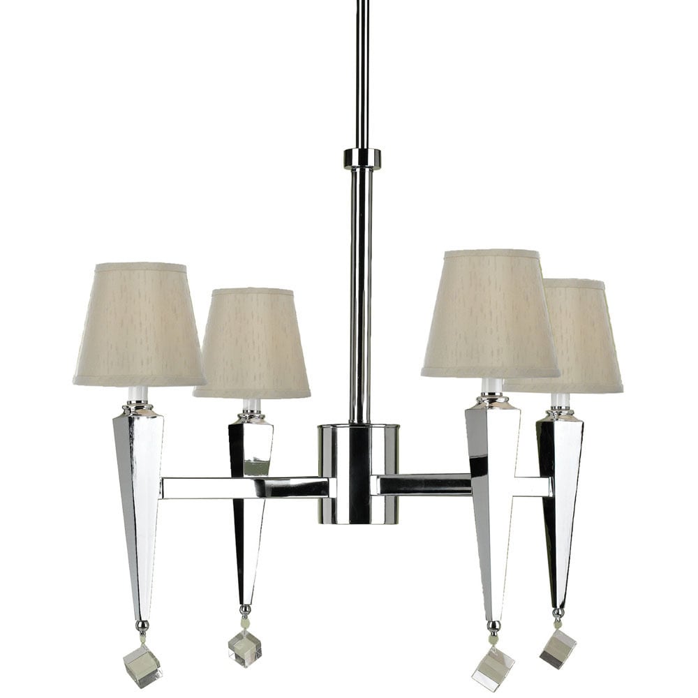 AF Lighting 6680-4H 6680 4-Light Chandelier- Cream Shades (Chrome) - Chandeliers For Bedrooms by Overstock.com