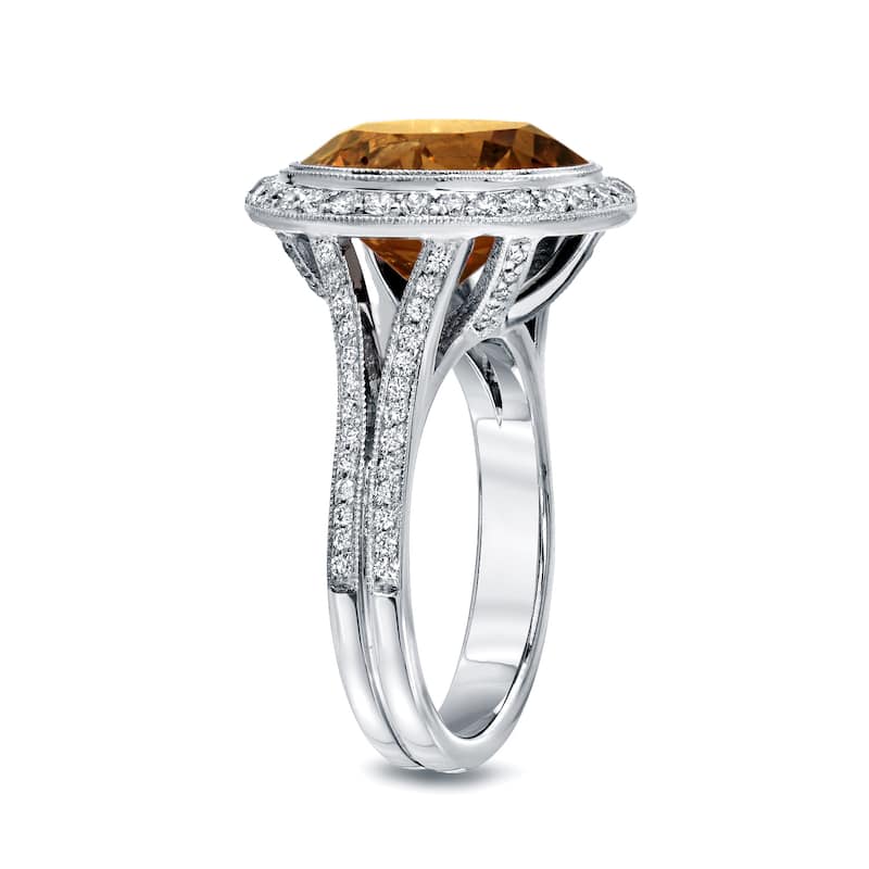 Auriya 14k Gold 7 3/4ctw Fancy Natural Cognac Brown Diamond Engagement Ring