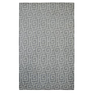 Hand-tufted Modern Marvel Greek Key Slate Grey Wool Rug - 5' x 8' - Bed ...