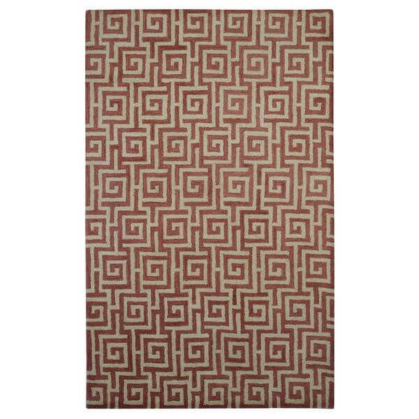Hand-tufted Modern Marvel Greek Key Pantone Marsala Rust Wool Rug - 5 ...
