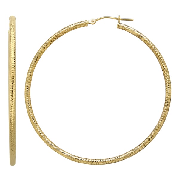 14k Yellow Gold Extra Large Diamond Cut Hoop Earring Free 14k Yellow Gold Extra Large Diamond Cut Hoop Earring
