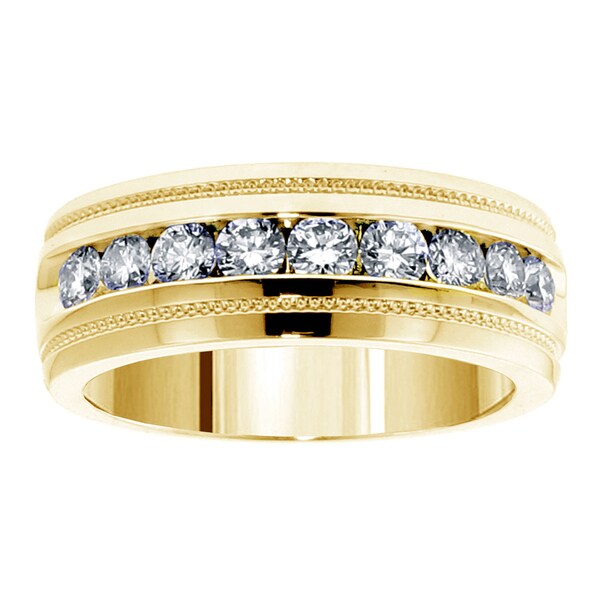 Shop 18k Yellow Gold Men's 1ct TDW Diamond Ring - On Sale - Free ...