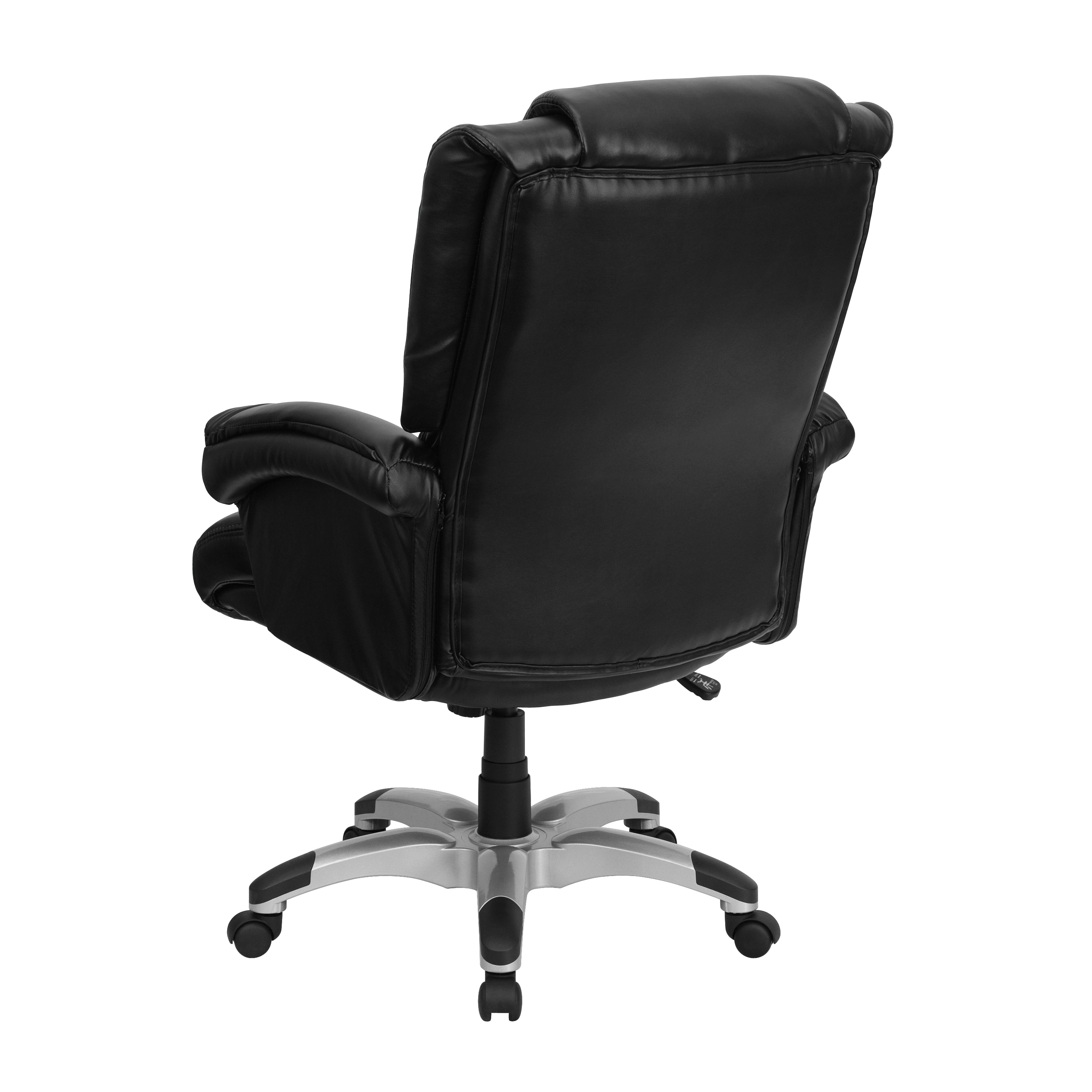 Bowers Black Leather Overstuffed Executive Adjustable Swivel Office Chair