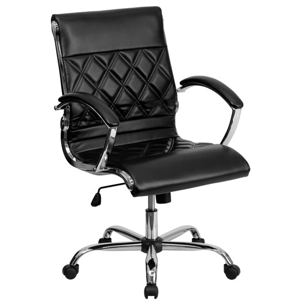 Shop Designer Mid Back Diamond Patterned Black Leather Executive