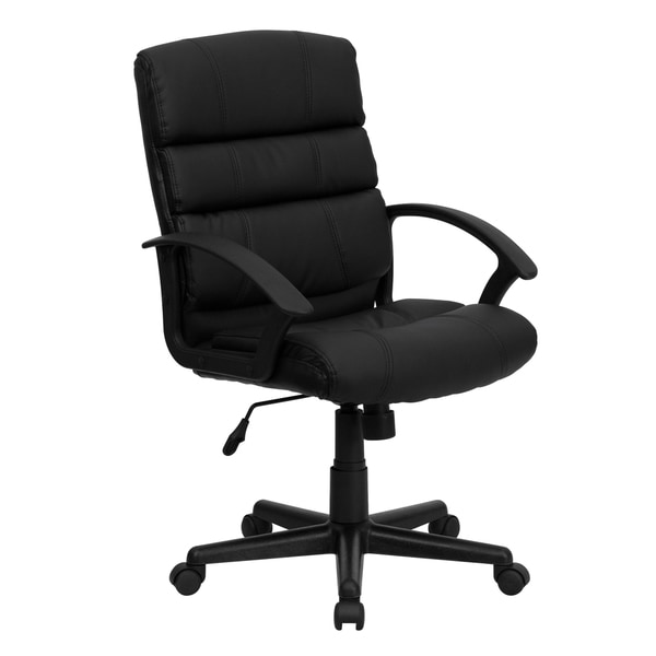 Deven Black Leather Swivel Adjustable Office Chair