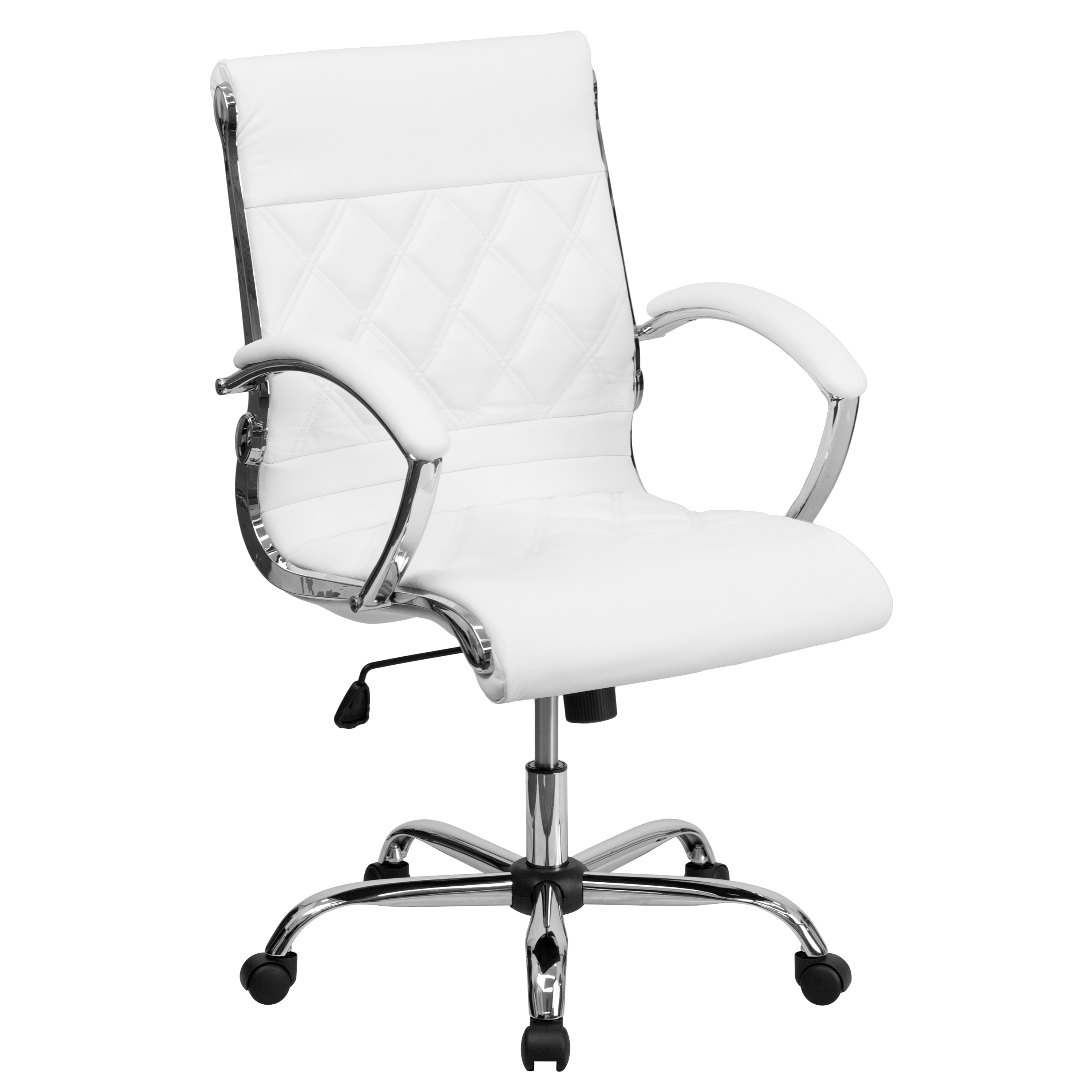 Shop Designer Mid Back Diamond Patterned White Leather Executive Adjustable Swivel Office Chair Overstock 11528065