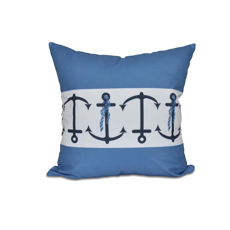 Anchor Stripe Print 26-inch Throw Pillow
