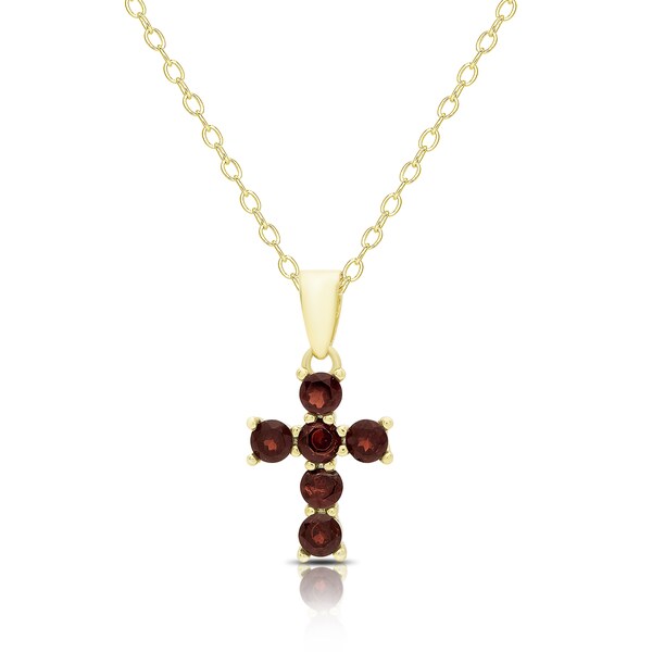Garnet Cross Pendant Gold Clearance, 53 