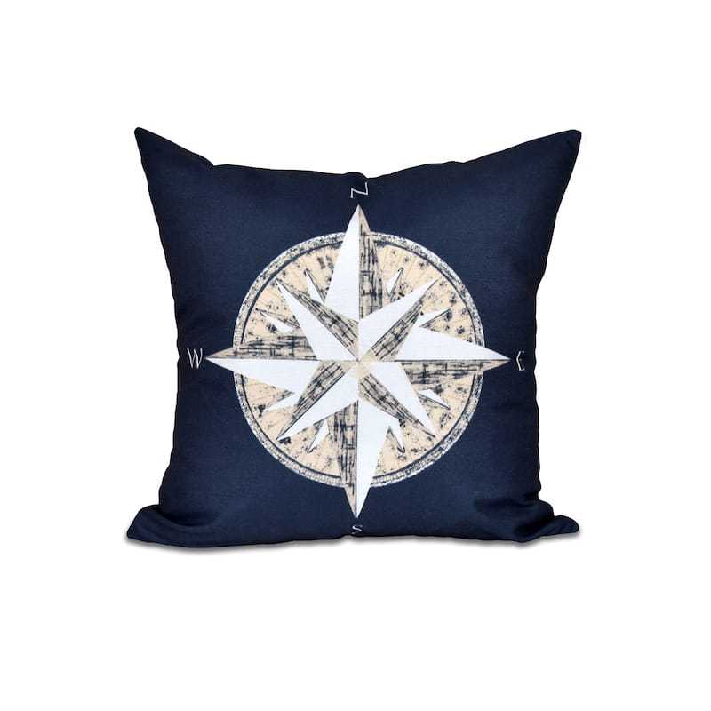 Compass Geometric Print 18-inch Throw Pillow - Navy