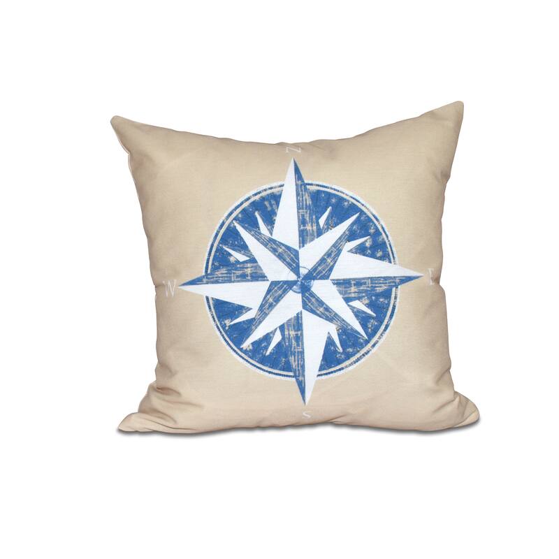 Compass Geometric Print 18-inch Throw Pillow - Taupe