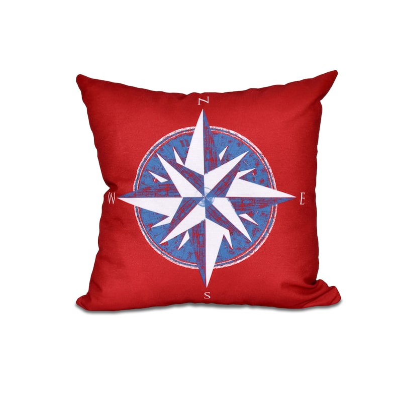 Compass Geometric Print 18-inch Throw Pillow - Red
