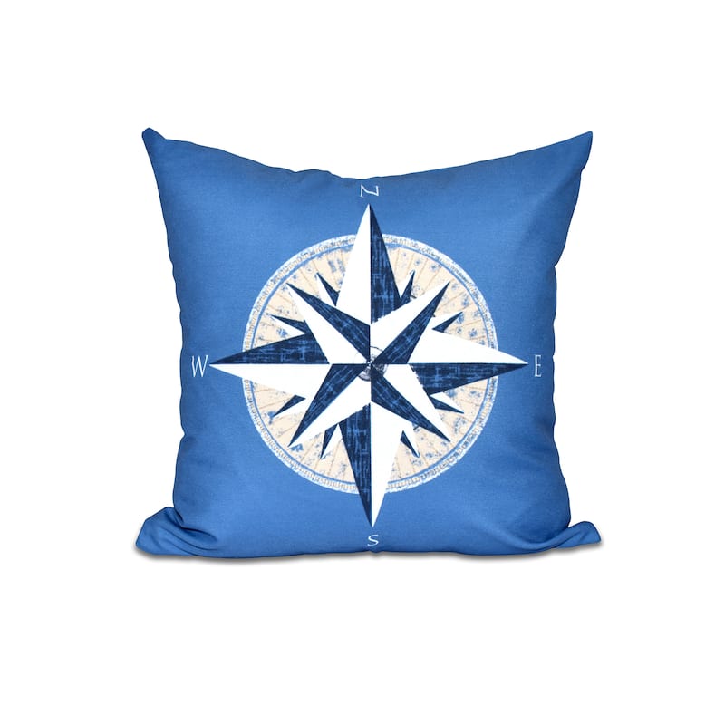 Compass Geometric Print 18-inch Throw Pillow - Royal