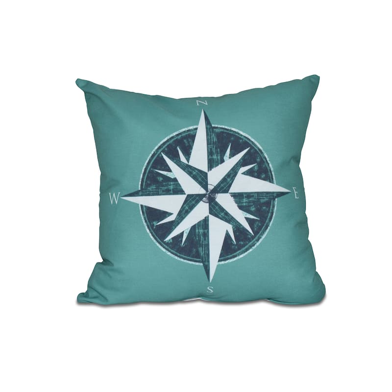 Compass Geometric Print 18-inch Throw Pillow - Green