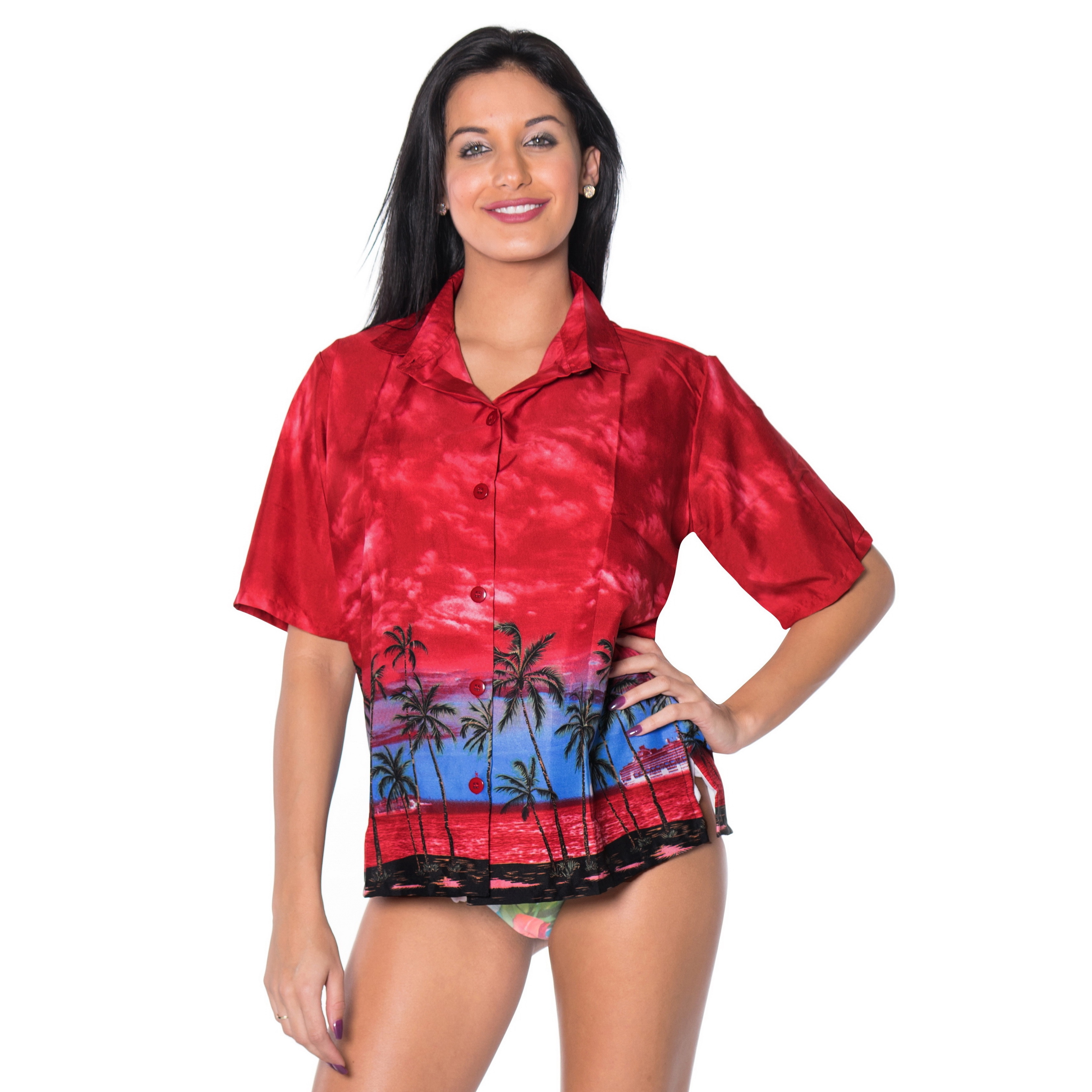 red hawaiian shirt womens
