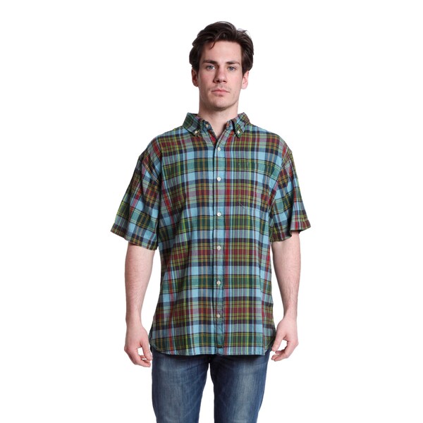 Stanley Men's Short Sleeve Overdyed Plaid Shirt - Free Shipping On ...
