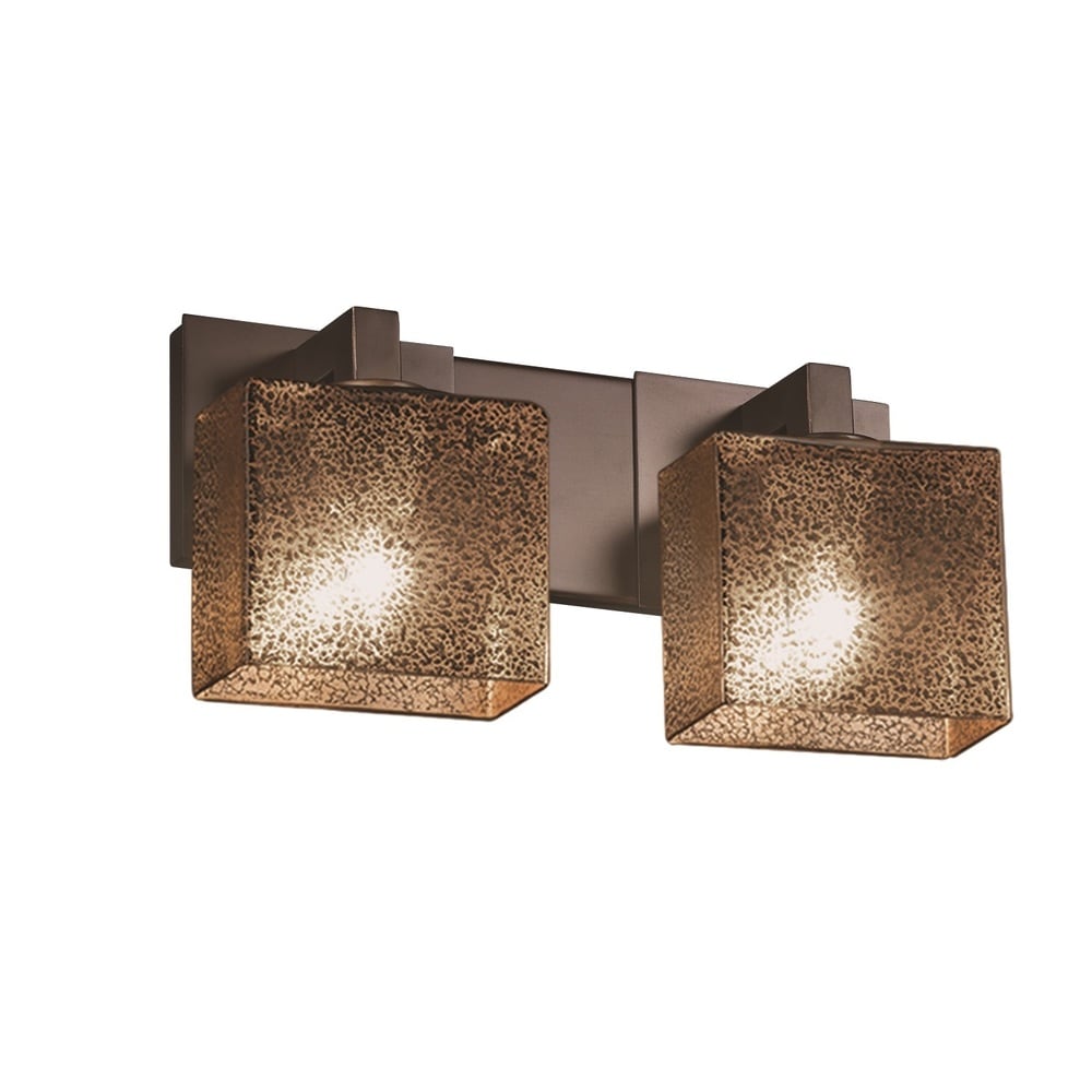Justice Design Fusion Modular 2-light Dark Bronze Bath Bar, Mercury Rectangle Shade
