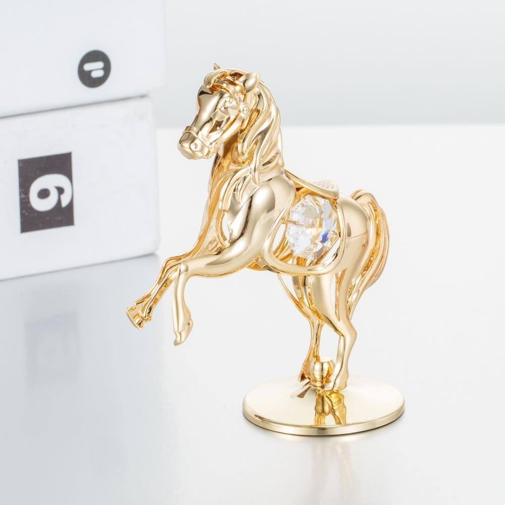 24k Goldplated Elegant Horse On a Pedestal Made with Genuine Matashi ...