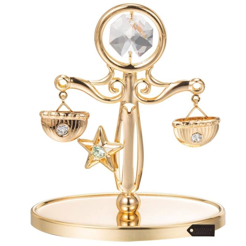 Goldplated Scale Table Top Made with Genuine Matashi Crystals