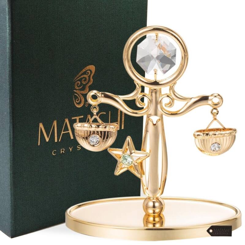 Goldplated Scale Table Top Made with Genuine Matashi Crystals