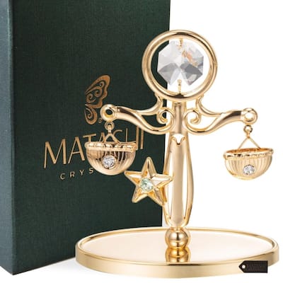 Goldplated Scale Table Top Made with Genuine Matashi Crystals
