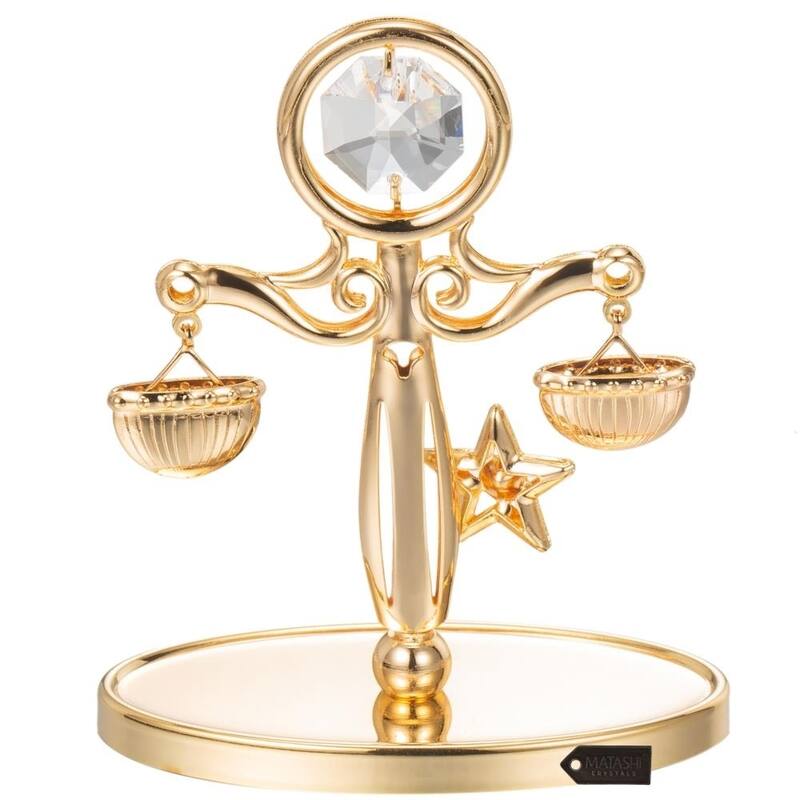 Goldplated Scale Table Top Made with Genuine Matashi Crystals