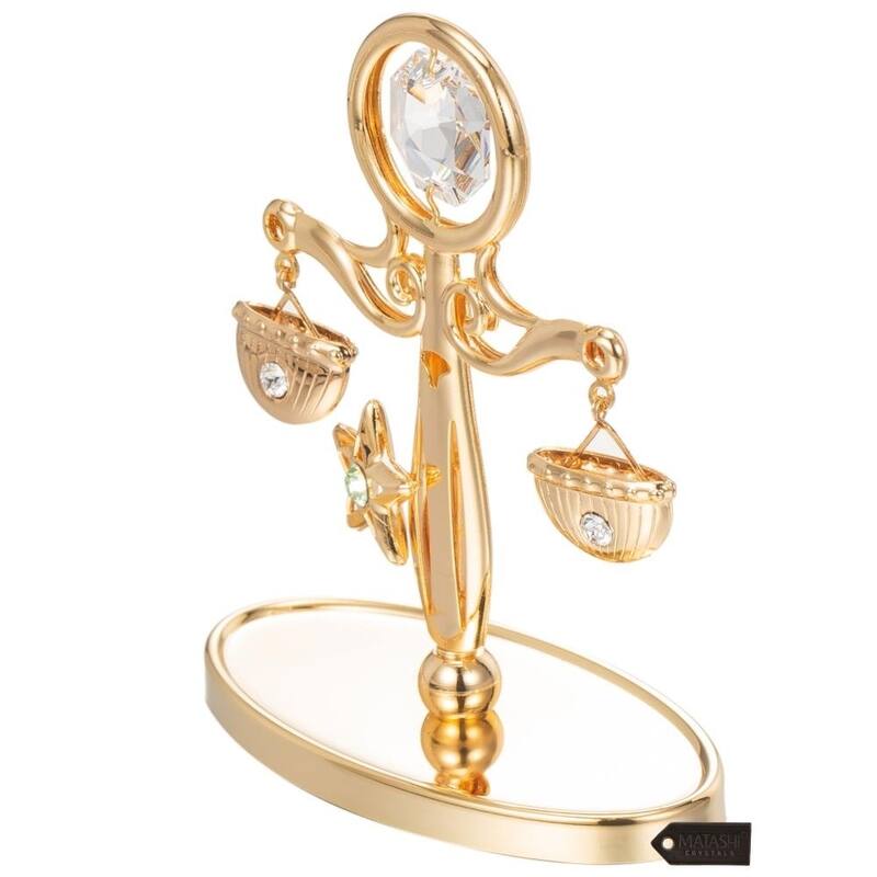 Goldplated Scale Table Top Made with Genuine Matashi Crystals