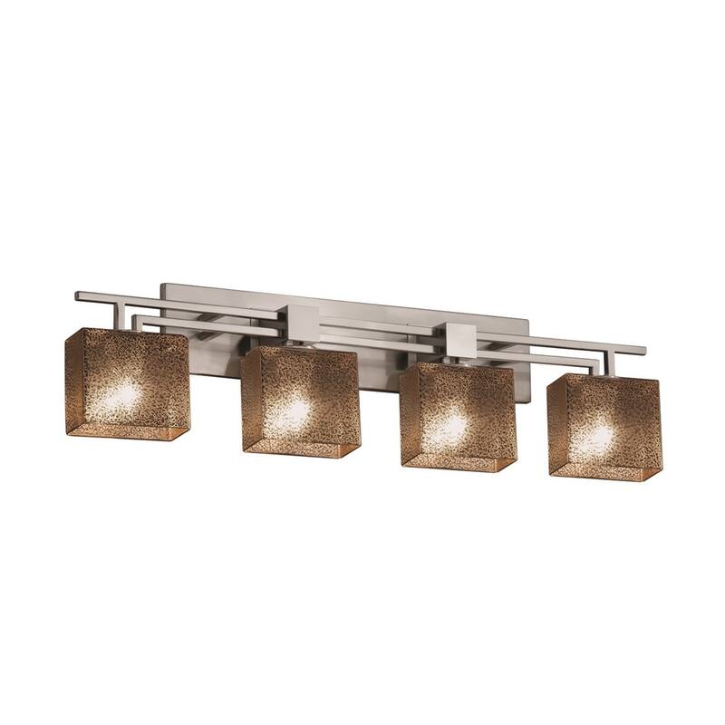 Justice Design Fusion Aero 4-light Brushed Nickel Bath Bar, Mercury Rectangle Shade