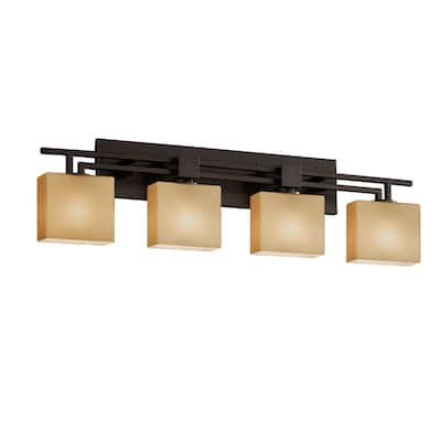 Justice Design Fusion Aero 4-light Dark Bronze Bath Bar, Almond Rectangle Shade