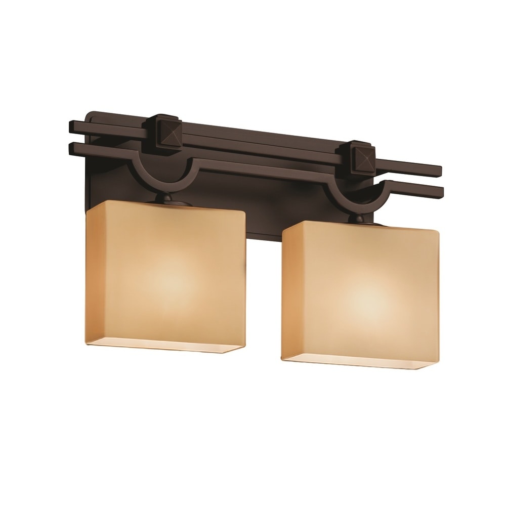 Justice Design Fusion Argyle 2-light Dark Bronze Bath Bar, Almond Rectangle Shade