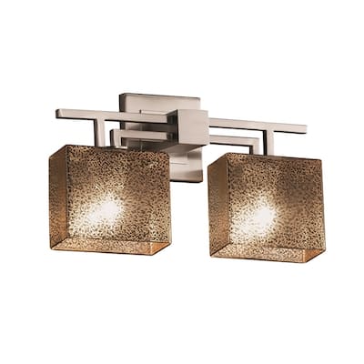 Justice Design Fusion Aero 2-light Brushed Nickel Bath Bar, Mercury Rectangle Shade