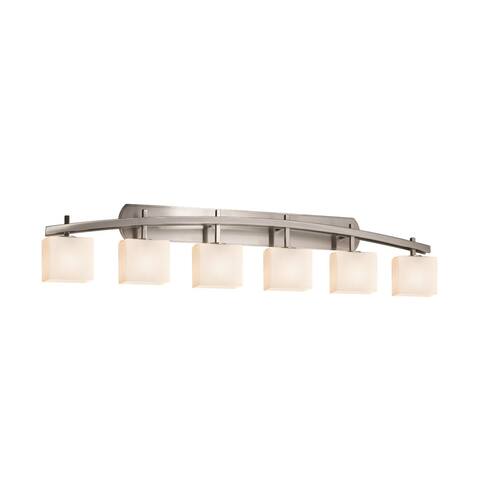Justice Design Fusion Archway 6-light Brushed Nickel Bath Bar, Opal Rectangle Shade