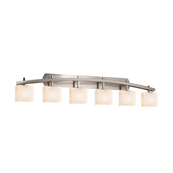 Justice Design Group Fusion Archway 6 Light Brushed Nickel Bath Justice Design Group Fusion Archway 6 Light Brushed Nickel Bath Bar Opal Rectangle Shade