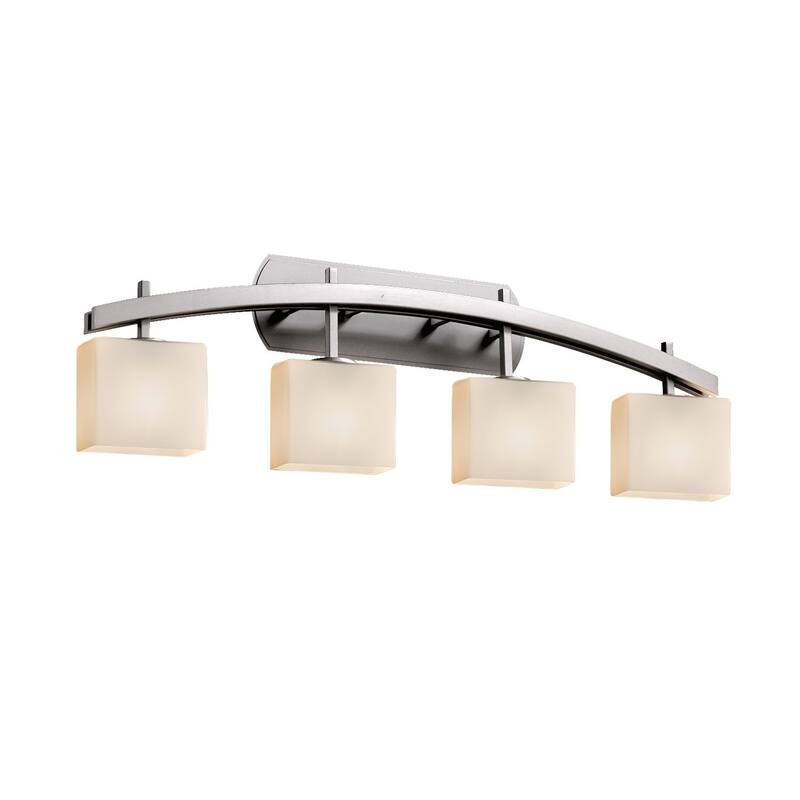 Justice Design Fusion Archway 4-light Brushed Nickel Bath Bar, Opal Rectangle Shade