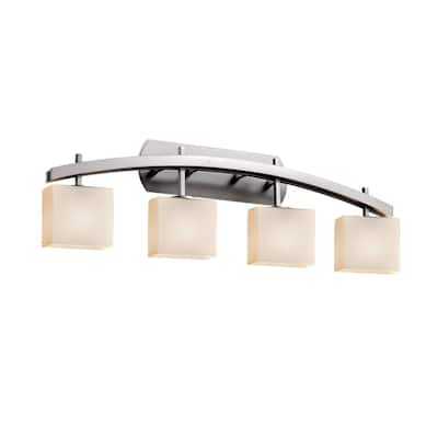 Justice Design Fusion Archway 4-light Brushed Nickel Bath Bar, Opal Rectangle Shade