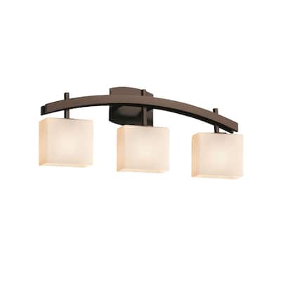 Justice Design Fusion Archway 3-light Dark Bronze Bath Bar, Opal Rectangle Shade