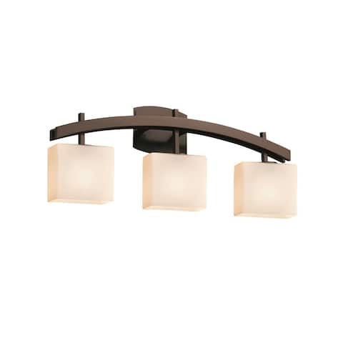 Justice Design Fusion Archway 3-light Dark Bronze Bath Bar, Opal Rectangle Shade