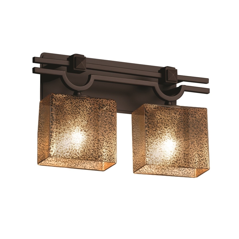 Justice Design Fusion Argyle 2-light Dark Bronze Bath Bar, Mercury Rectangle Shade