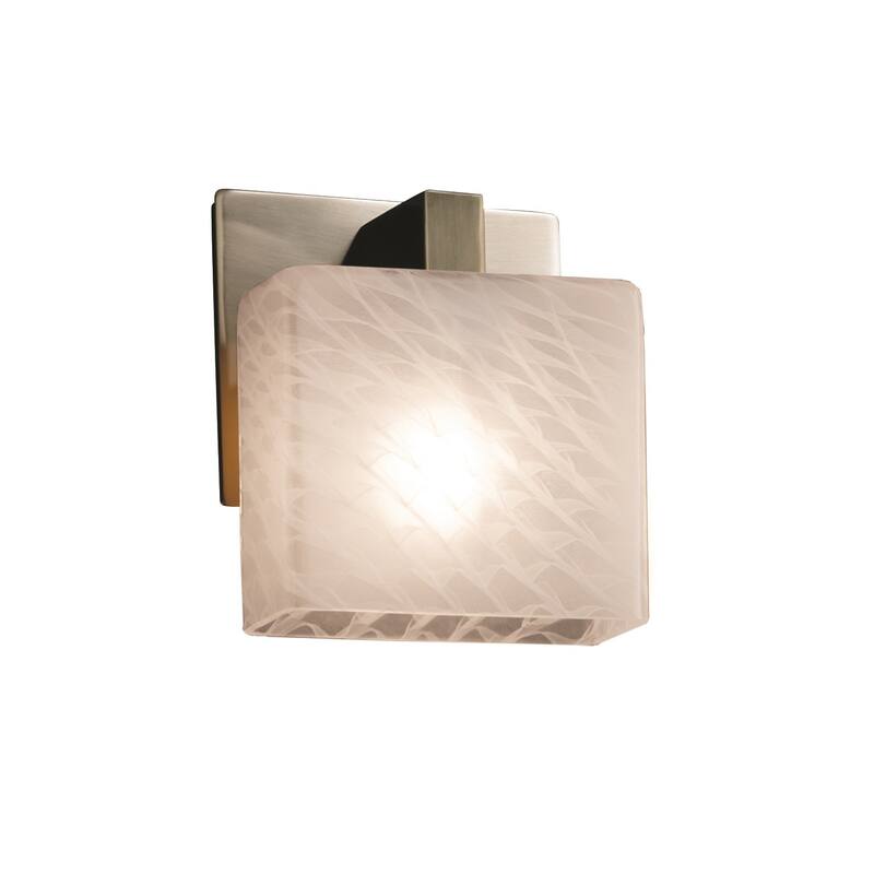 Justice Design Fusion Modular 1-light Brushed Nickel ADA Wall Sconce, Weave Rectangle Shade