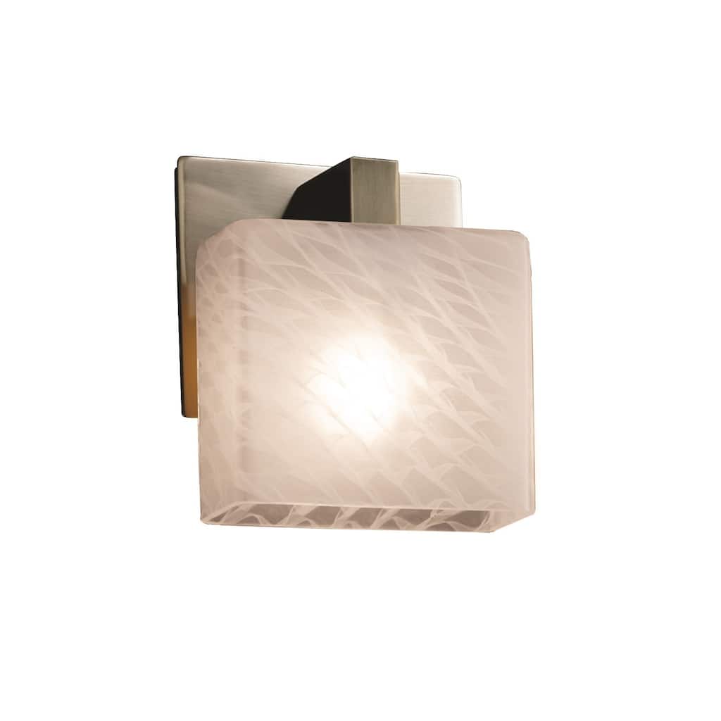 Justice Design Fusion Modular 1-light Brushed Nickel ADA Wall Sconce, Weave Rectangle Shade
