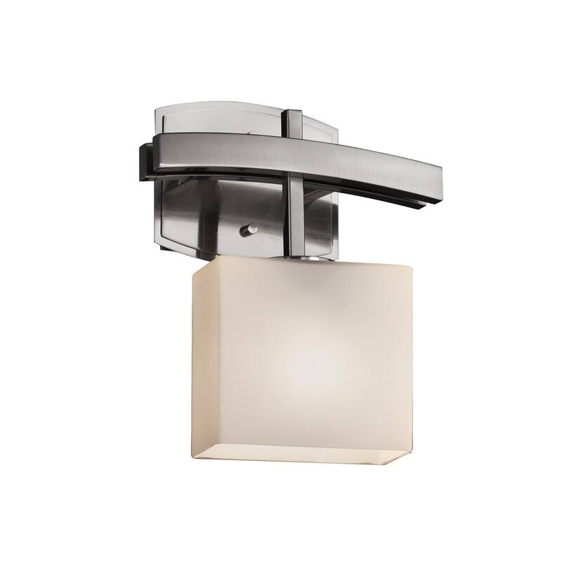 Justice Design Fusion Archway 1-light Brushed Nickel ADA Wall Sconce, Opal Rectangle Shade