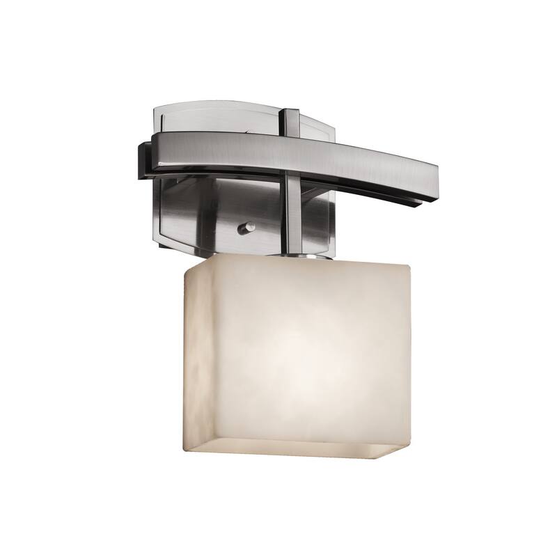 Justice Design Clouds Archway 1-light Brushed Nickel ADA Wall Sconce, Clouds Rectangle Shade