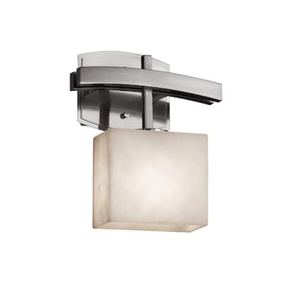 Justice Design Clouds Archway 1-light Brushed Nickel ADA Wall Sconce, Clouds Rectangle Shade
