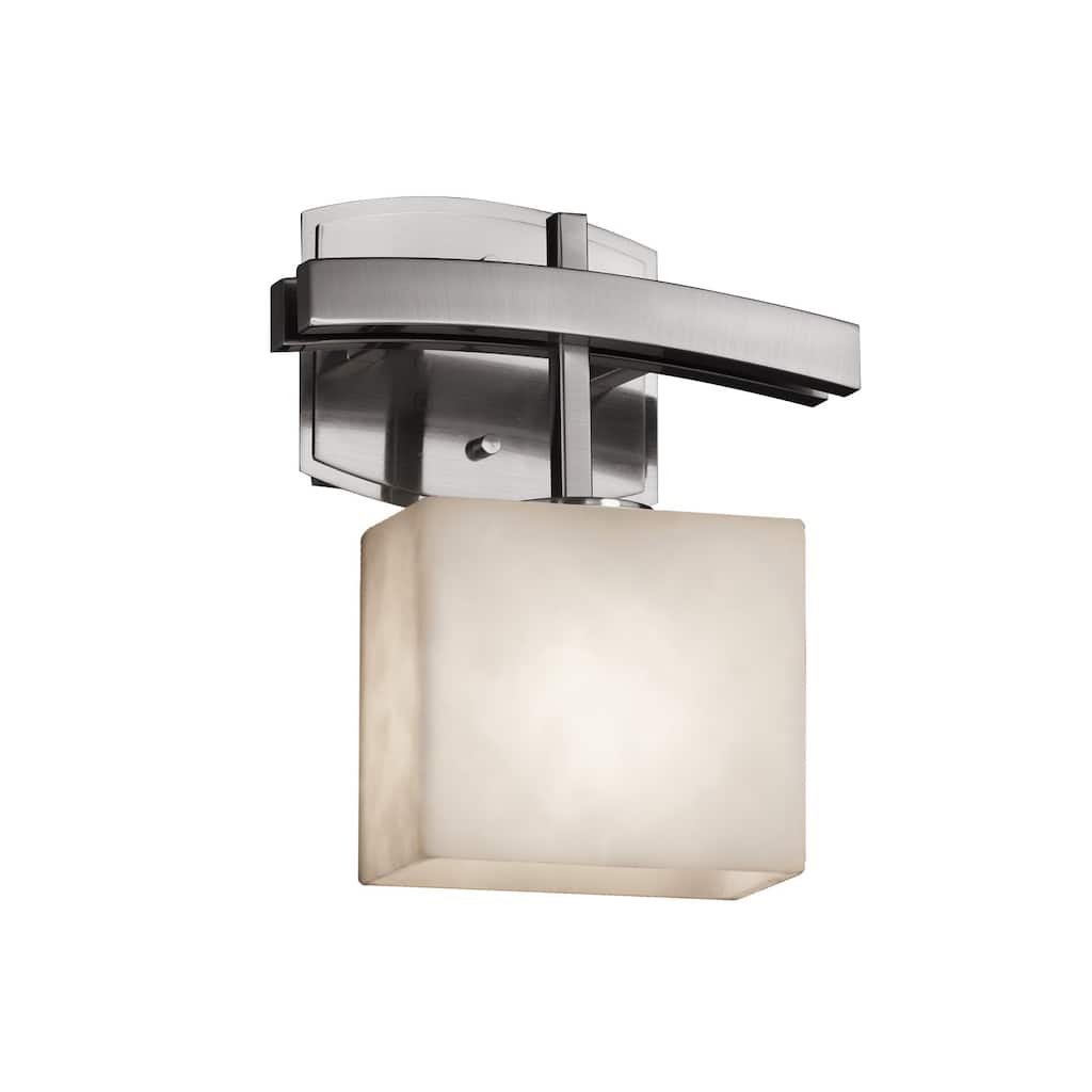 Justice Design Clouds Archway 1-light Brushed Nickel ADA Wall Sconce, Clouds Rectangle Shade
