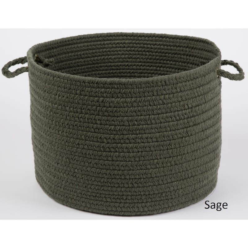 Rhody Rug Woolux Braided Wool Basket - Dark Sage