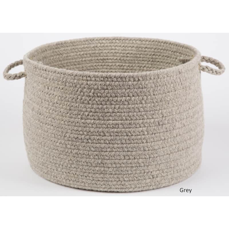 Rhody Rug Woolux Braided Wool Basket - Light Grey