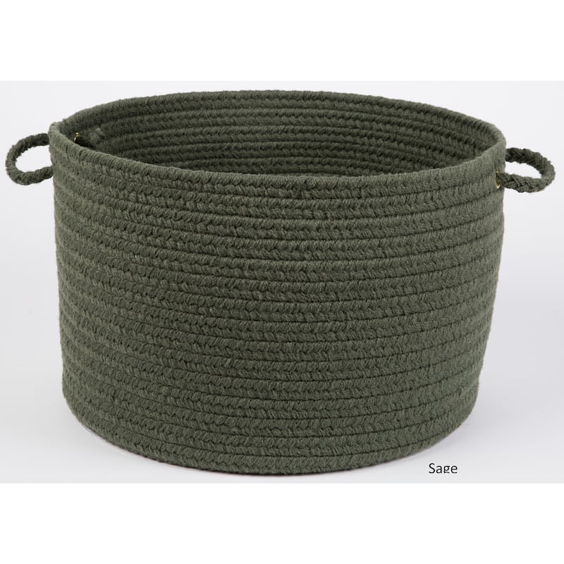 Rhody Rug Madeira 12 x 18-inch Braided Basket - Dark sage
