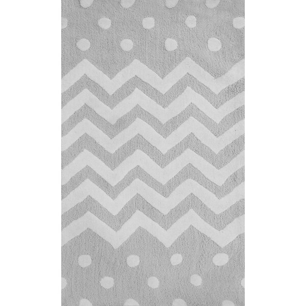 Hand-hooked Zigzag Grey Rug - 2'8 x 4'4