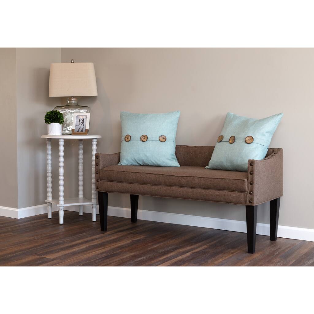 Whitney Long Upholstered Bench with Arms and Nailhead Trim