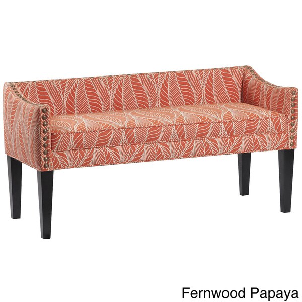 long upholstered bench with arms